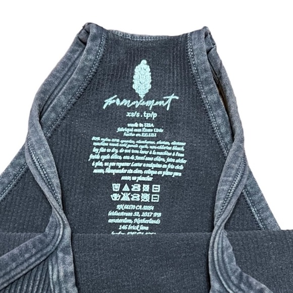 Free People Happiness Runs Tank Top in Washed Black w/ Logo on Back NWOT - Picture 4 of 4